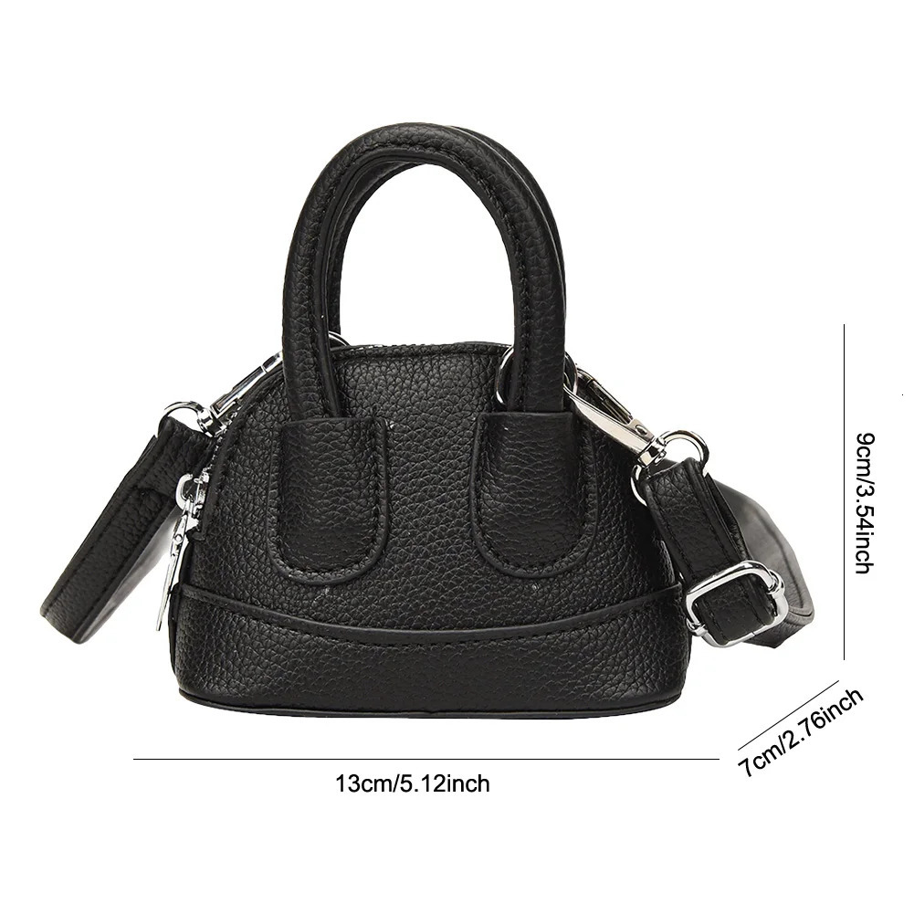 Ship from US Womens Shoulder Bag Mini Shell Coin Wallet PU Leather with Zipper Top Handbag Solid Color Clutch Work Travel 250227FBB