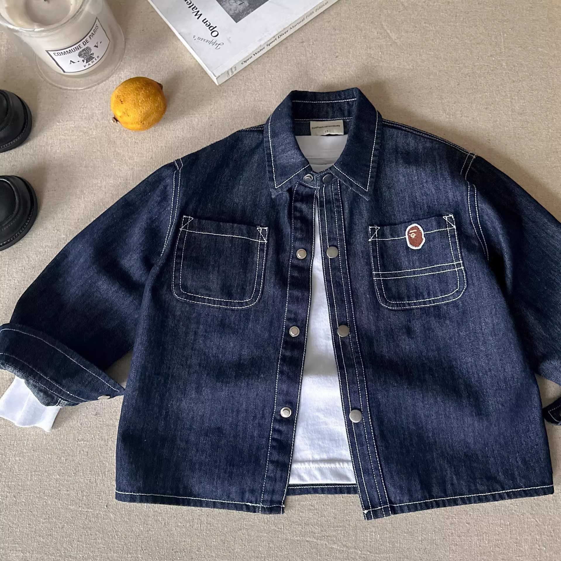Jackets Denim Shirt 2025 Spring and Autumn New Style for Boys and Girls Trendy Brand Jacket Bright Thread Baby Solid Color Shirt Womens EleganceY25022