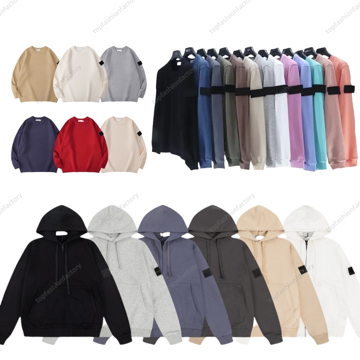 designer hoodie mens jumper badge stone sweatshirt hoodies Solid Color Long-Sleeved Sweater Spring And Autumn Cotton Loose Comfortable Sleeve Label Asian size M-5XL