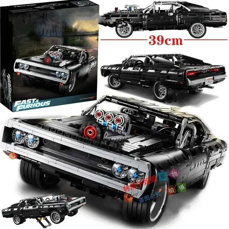 Free shipping Technical Car Dodge Racing car Building Blocks Model B Toys Fast Furious Vehicle Birthday Christmas Gifts For Boyfriend