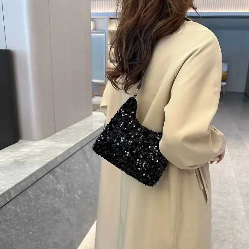 New Arrival New fashion contrast sequin shoulder bag colorful sequin casual cross body bag womens Versatile PU leather zipper underwear bag T250227