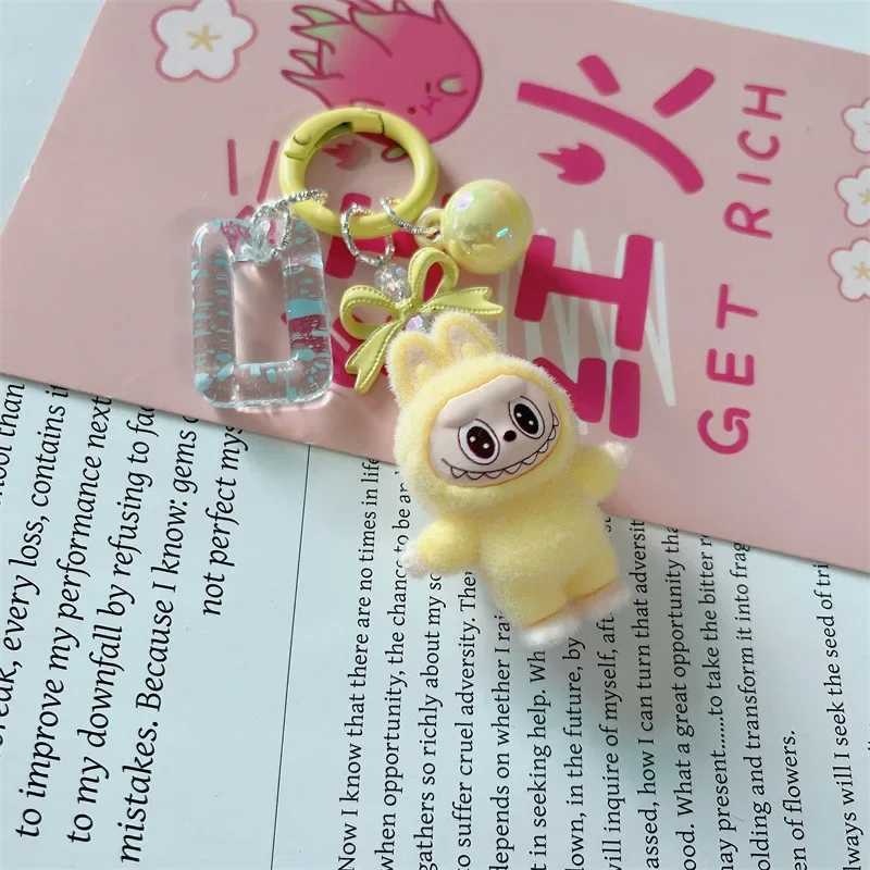 Flocking Labubu student backpack keychain pendant Free shipping