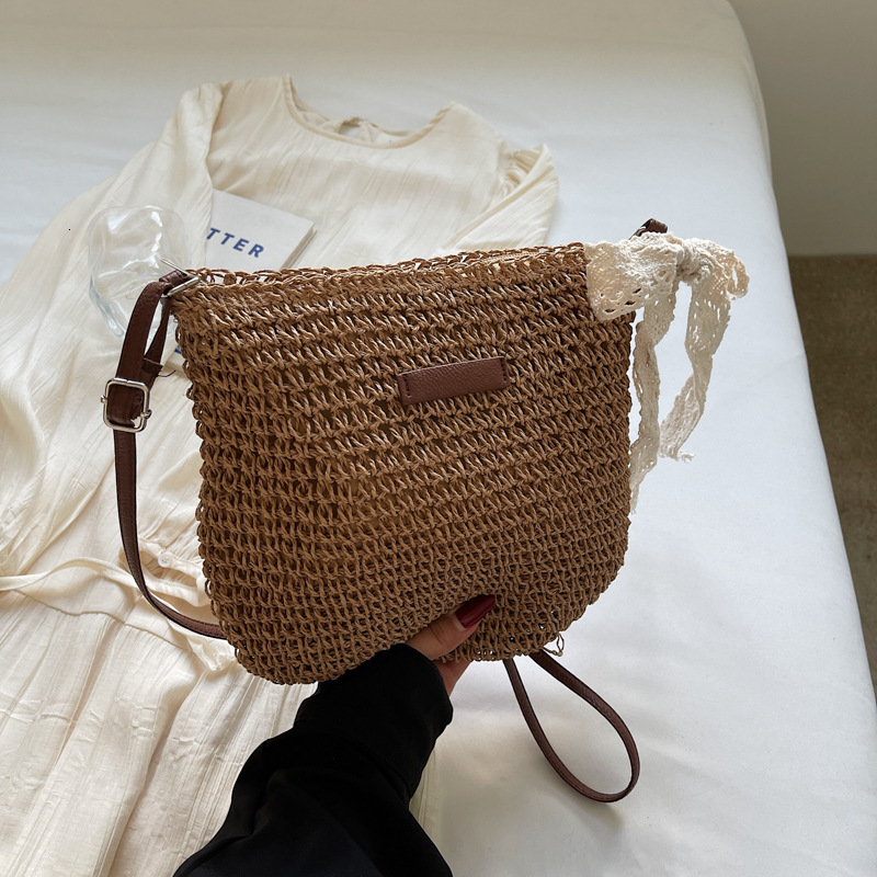 Crossbody straw woven for women, large capacity 2025 new summer versatile bucket bag, vacation beach bag #swissmilitary