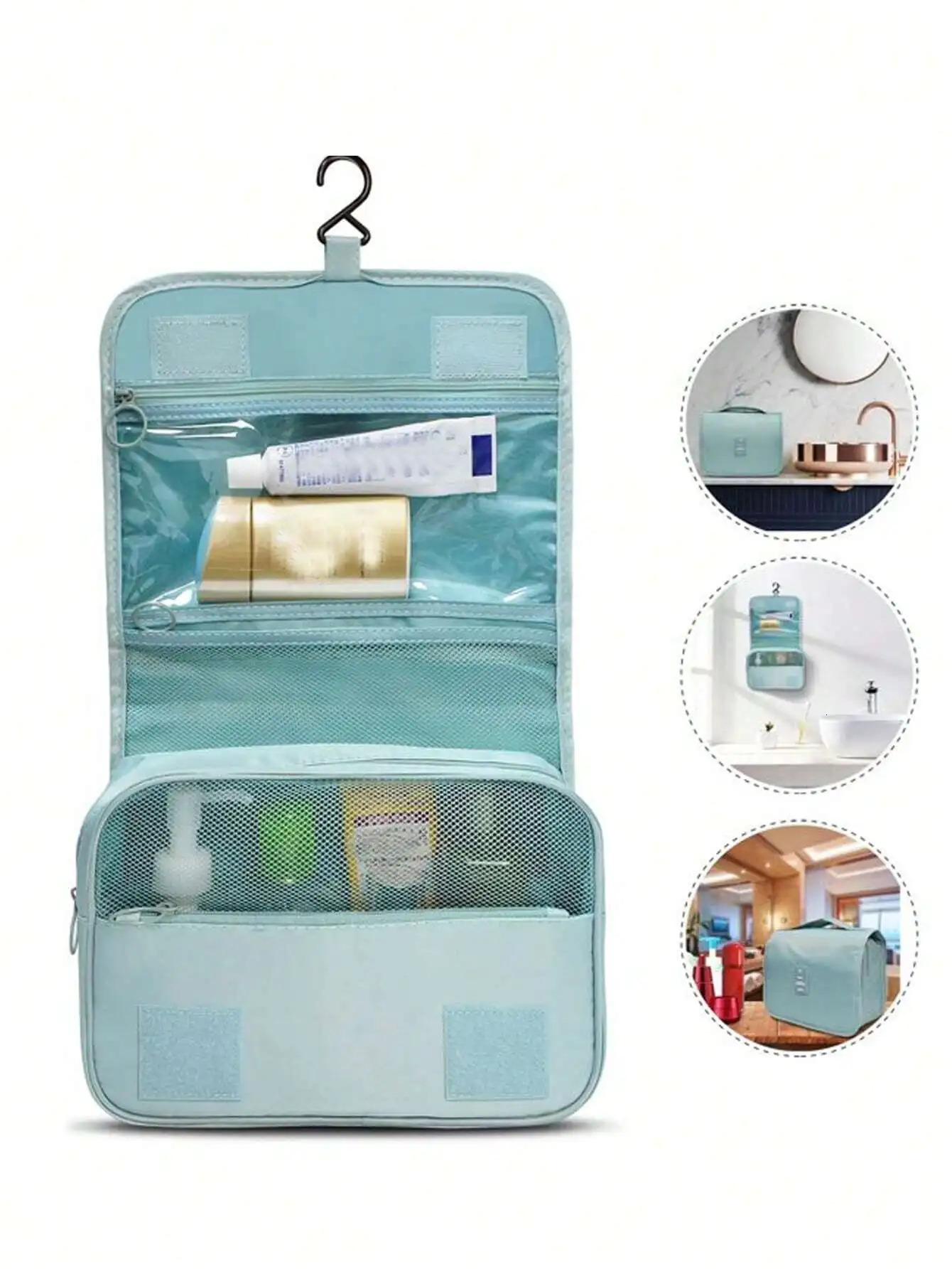 Ship from US 1pc Travel Toiletry BagMakeup BagWall Hanging Bag For Shower Room AccessoriesPortable Cosmetic Essential 250227FBB