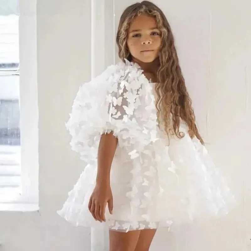 Girl's Dresses Fashion Baby Girl Dress Butterfly Puff Sleeve Childrens Chiffon Princess Dress Vestido Pageant Birthday Party A3743 Y250227AJG4