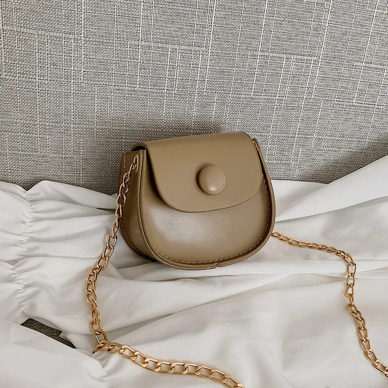 Ship from US Elegant womens bag autumn mini solid color shoulder fashion chain crossbody saddle 250227FBB