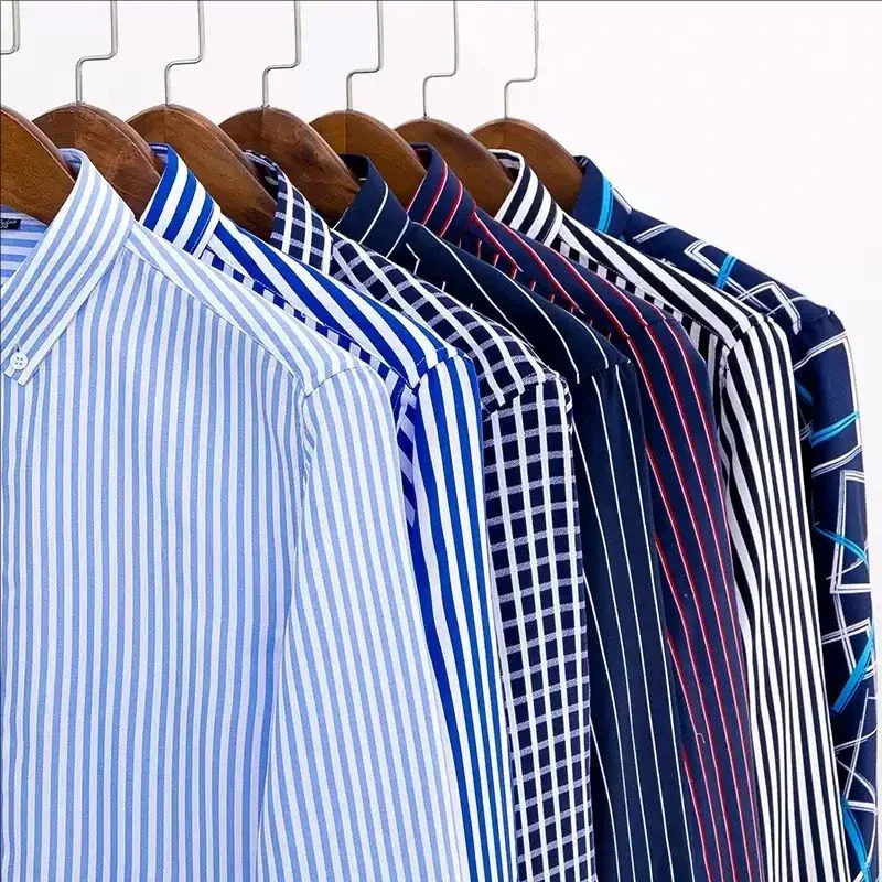 Button Up Shirts for Men Mens Clothing High Quality Stripe Pattern Check Shirt a Fashion Elegant Mens 250224