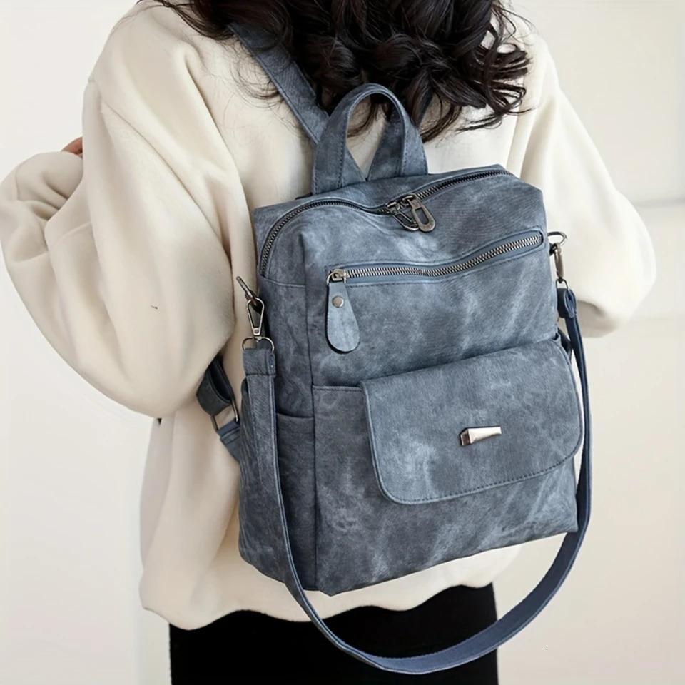 Ship from US Retro Backpack Purse Multifunctional Twoway Shoulder Bag Women Fashion School Daypack For Travel Work 250227FBB