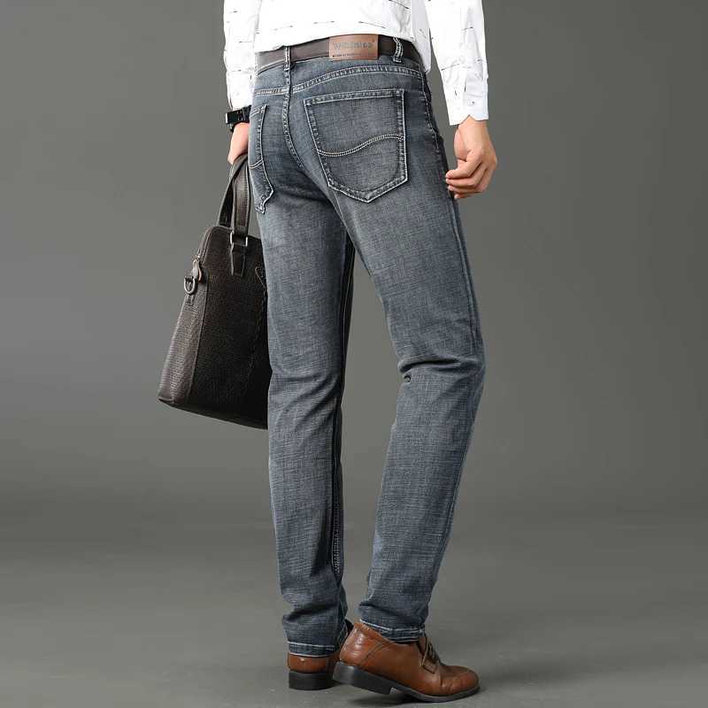 Wthinlee Mens Casual Business Straight Stretch Jeans Fashion Classic Blue Gray Black Work Denim Trousers Male Brand Clothing X250227
