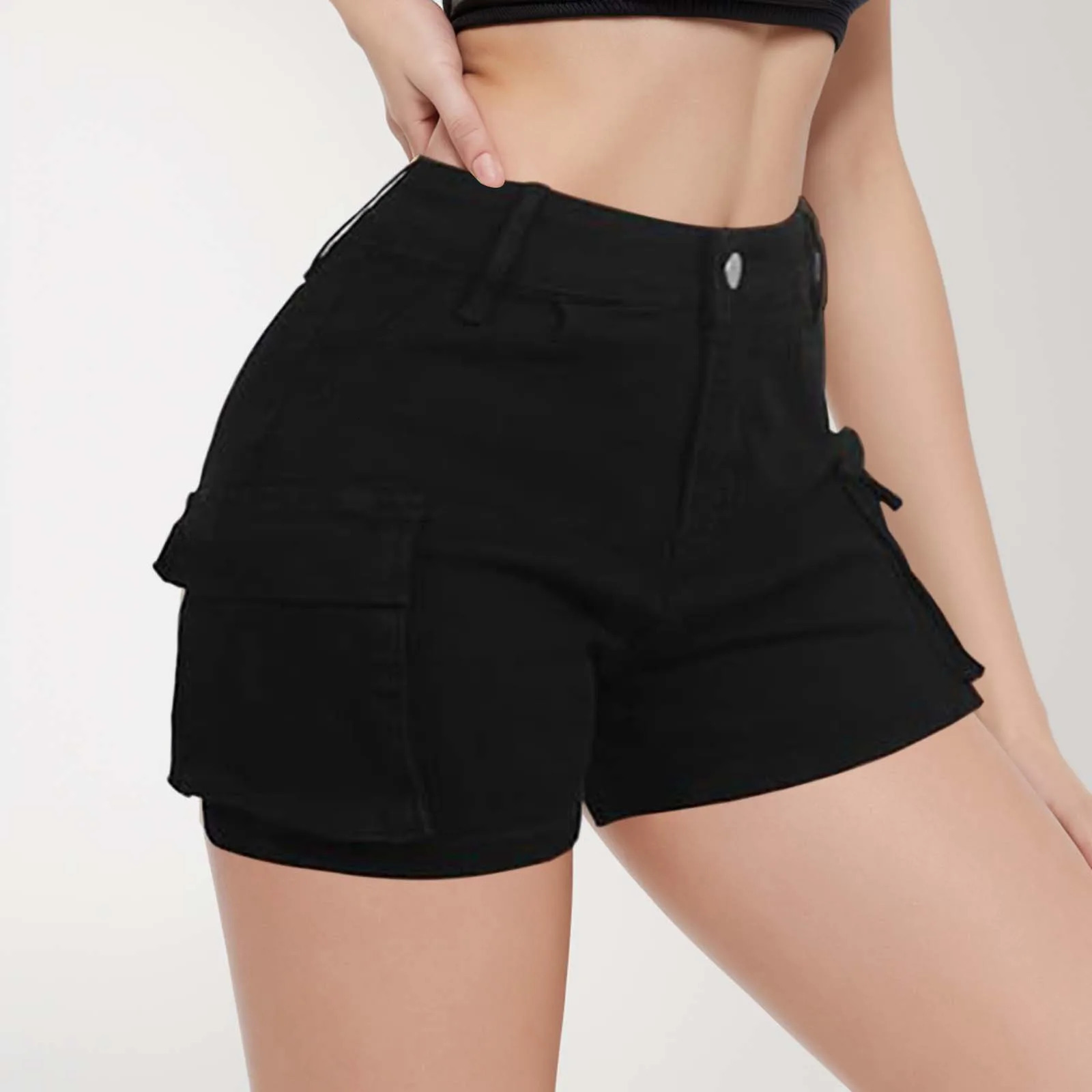 Womens Denim Shorts Summer Lady Clothing High Waist Denim Shorts Womens Fringe Frayed Ripped Jeans Shorts With Pockets 250225