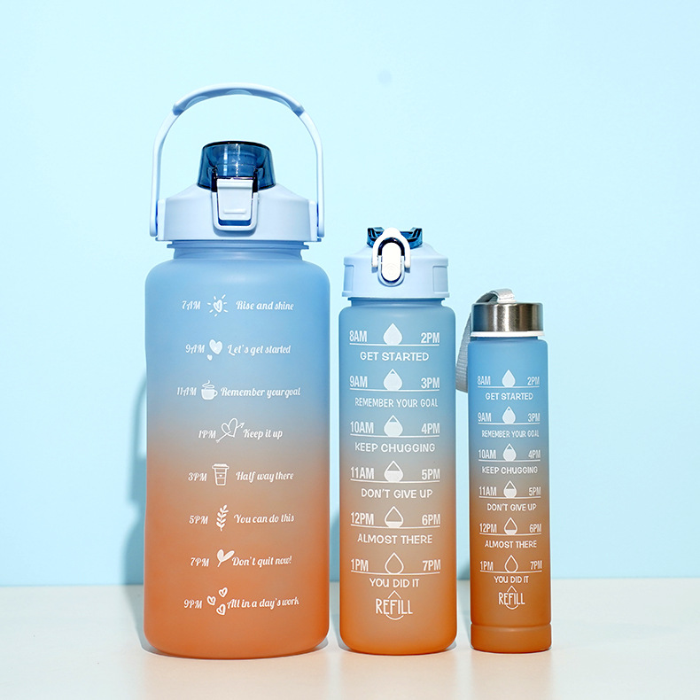 Large Medium Small Gradient Cup Set Large Capacity Plastic Space Cups Frosted Three-Piece Set Direct Drinking