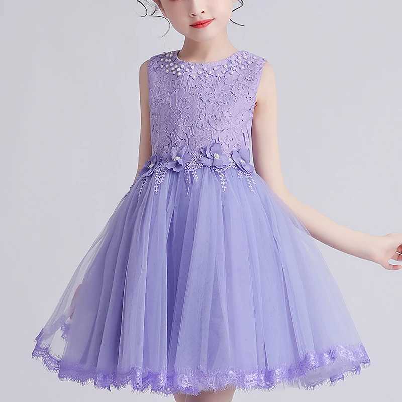 Girl's Dresses Kids Girls Dress Wedding Party Clothes Flower Beading Gown Princess Summer Girls Frock Costumes Childrens Elegant Dress Y250227D8Y