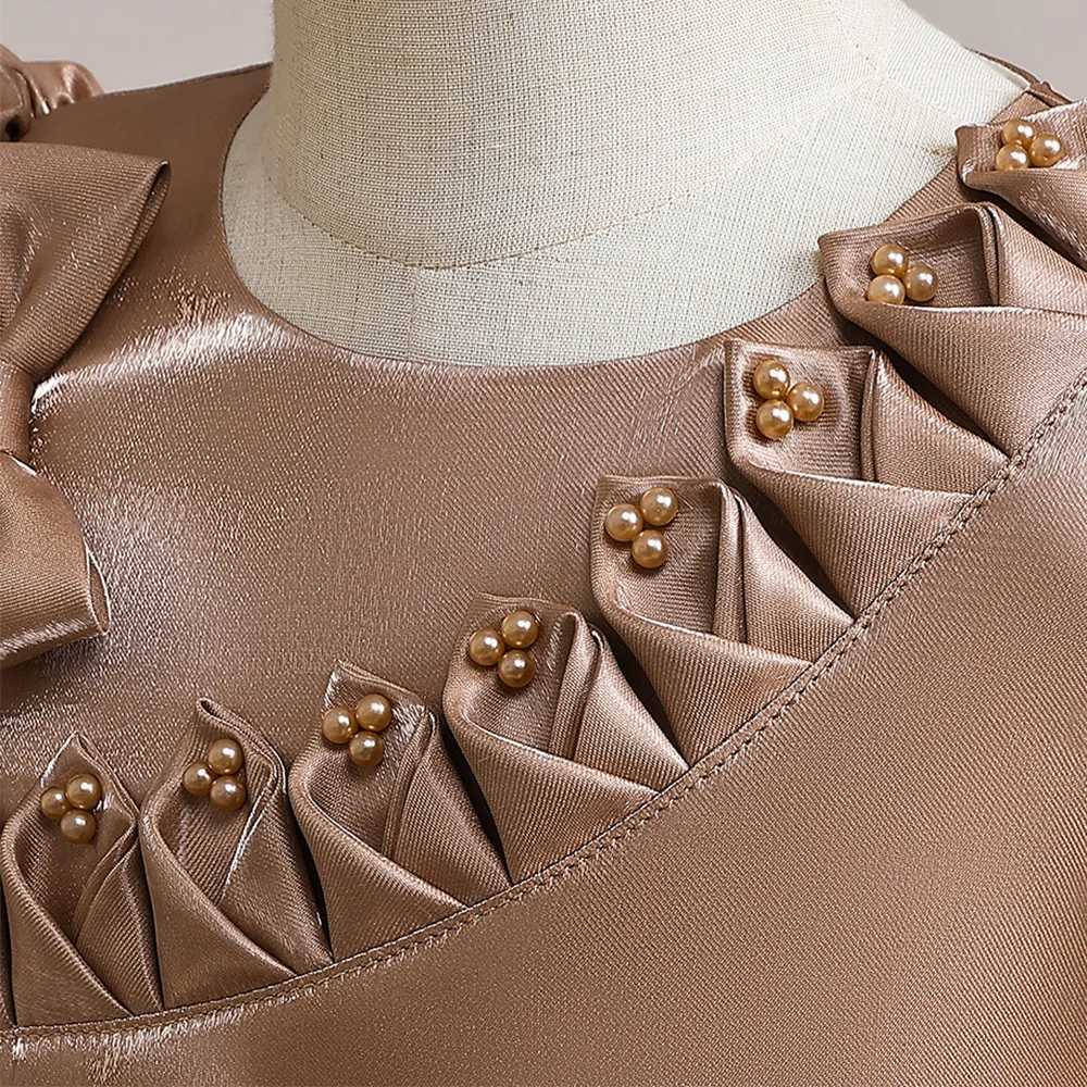 Girl's Dresses Teens Bridesmaid Bow Party Girls Dress Elegant Christmas Gown Short Sleeve Princess Kids Dress for Girl Evening Birthday Dress Y25