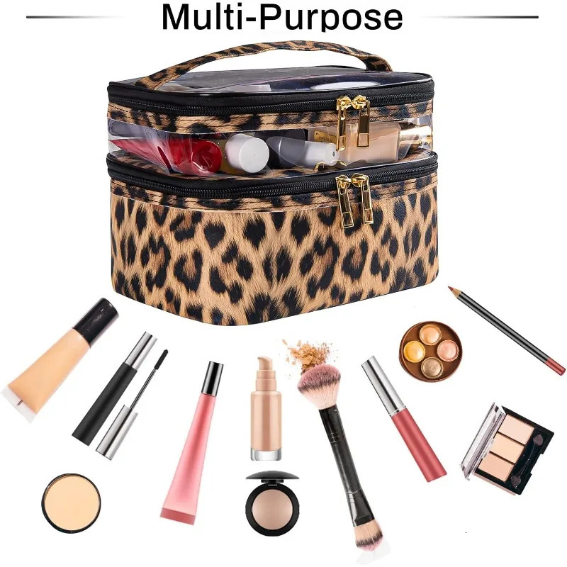 Ship from US Double layered makeup bag travel womens portable waterproof 250227FBB