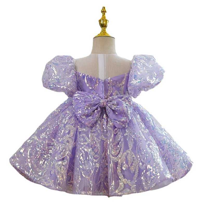 Girl's Dresses Bling Lilac Sequin Princess Ball Gown Dress for Girls Birthday Carnival Pageant Party Dress for 2-14 Year Kids Cute Y250227X60M