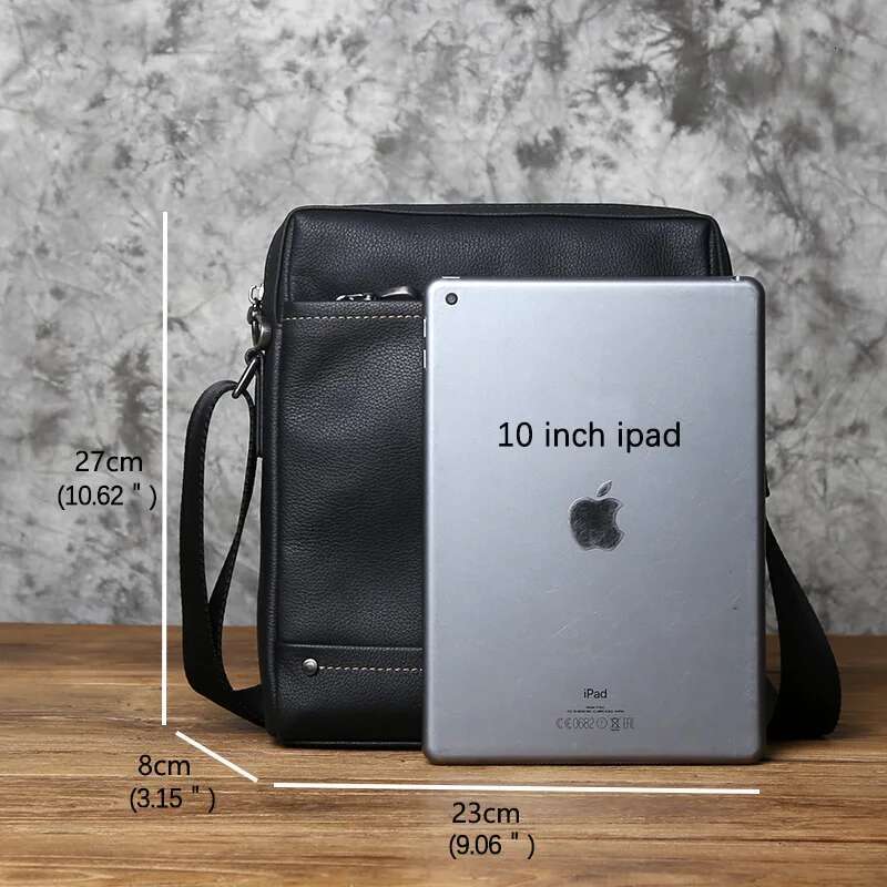 NZPJ Men's Shoulder Casual Large-Capacity Soft Leather Backpack Top Layer Cowhide Vertical Messenger Business Bag