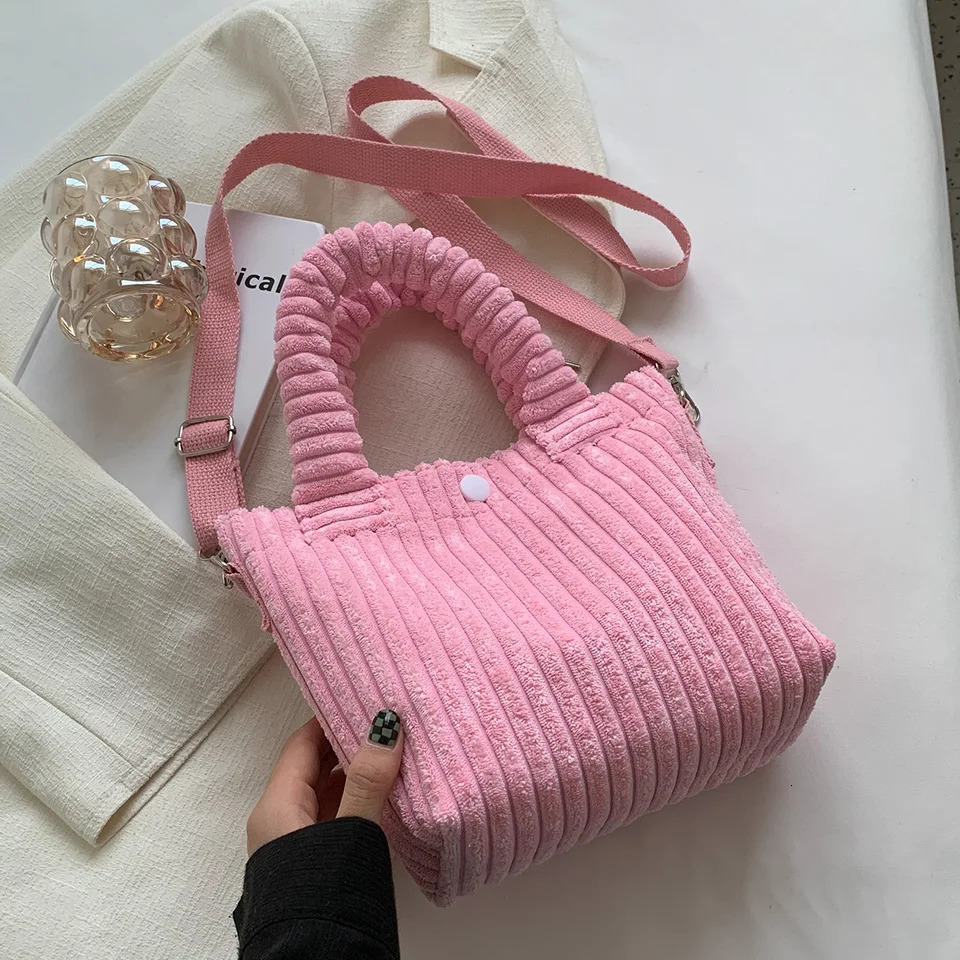 Ship from US Womens Corduroy Plush Shoulder Bag AutumnWinter Korean Ins Style Single Crossbody Handheld Texture n 250227FBB