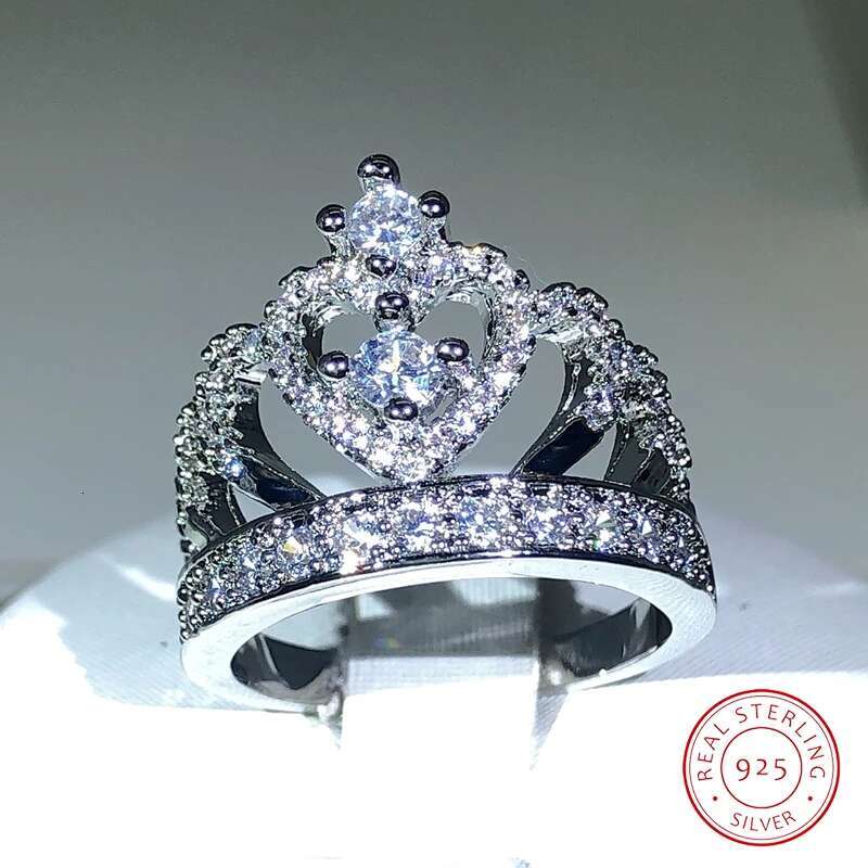 sier Fancy Crown Women Ring Best Anniversary Girl Gift Elegant Female Dance Party Trendy Jewelry Rings Wholesale