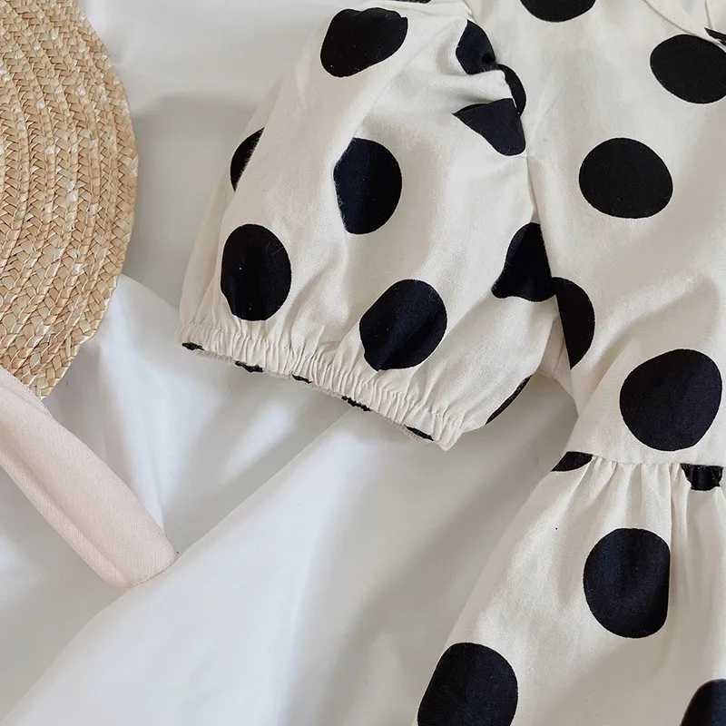 Summer Girls Dresses Polka Dot Print Princess Dress Baby Kids Childrens Clothing Puff Sleeve Backless Beach DressesT250227
