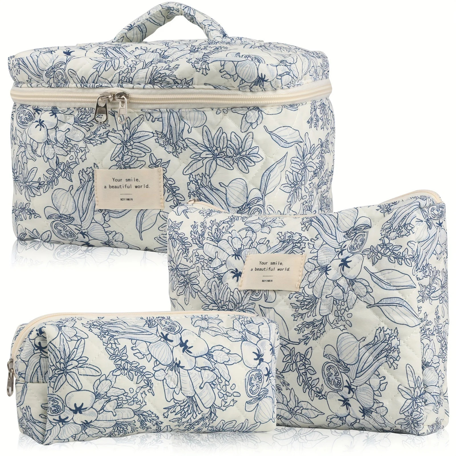 Ship from US Cute womens makeup bag 3 pieces travel bedding Coquette aesthetic floral toilet organizer 250227FBB