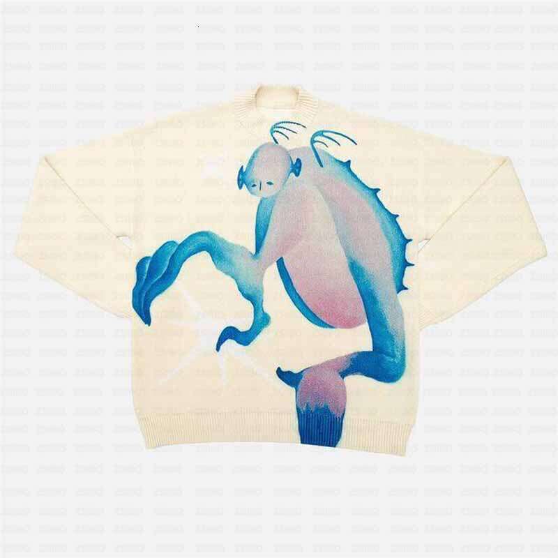 American fashion anime jacquard round neck knitted sweater for autumn winter, warm casual, fashionable and beautiful top