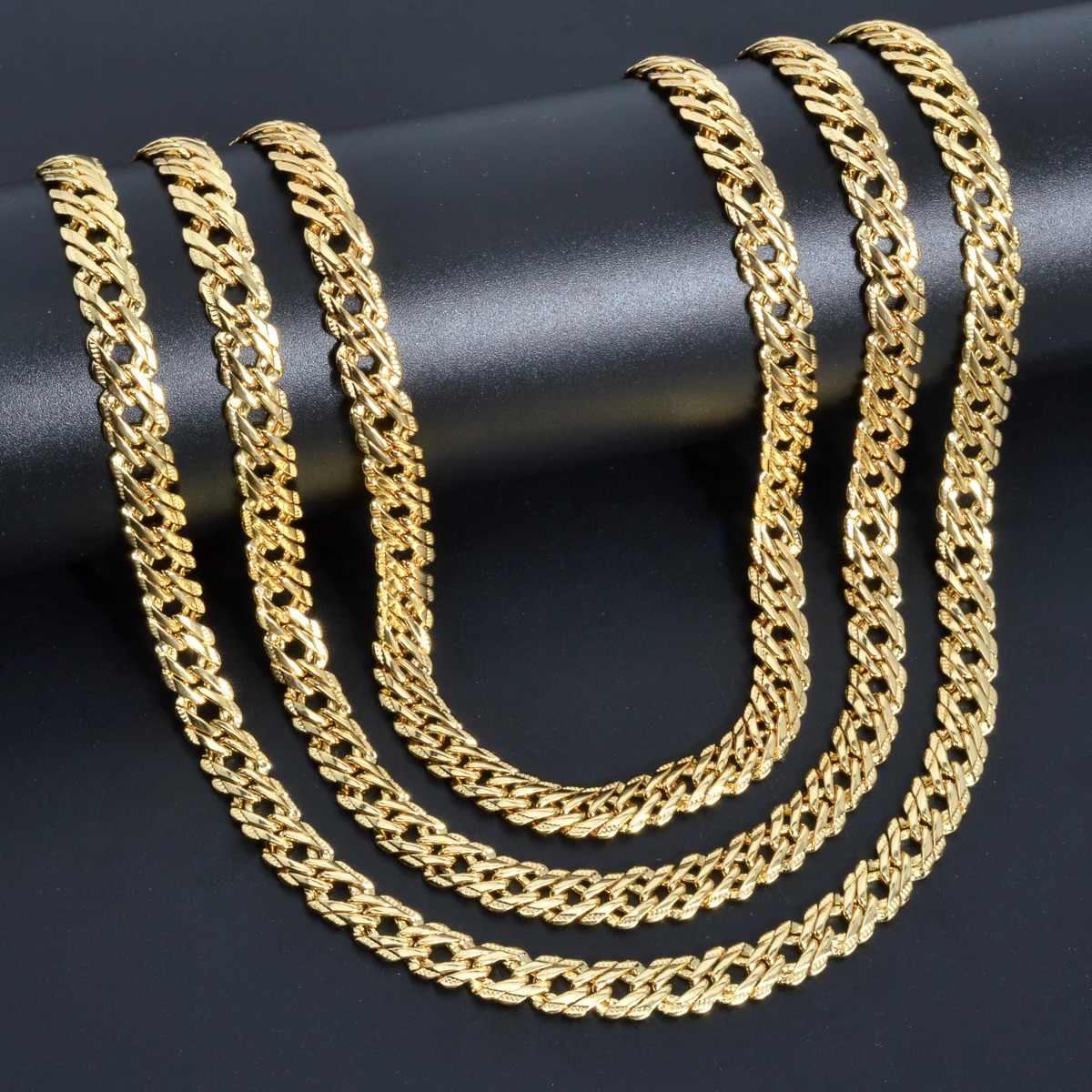 Hiphop Punk Curb Cuban Men Chains Gold Color Italian Copper Necklace Fashion Wedding Party Jewelry Accessories 250227