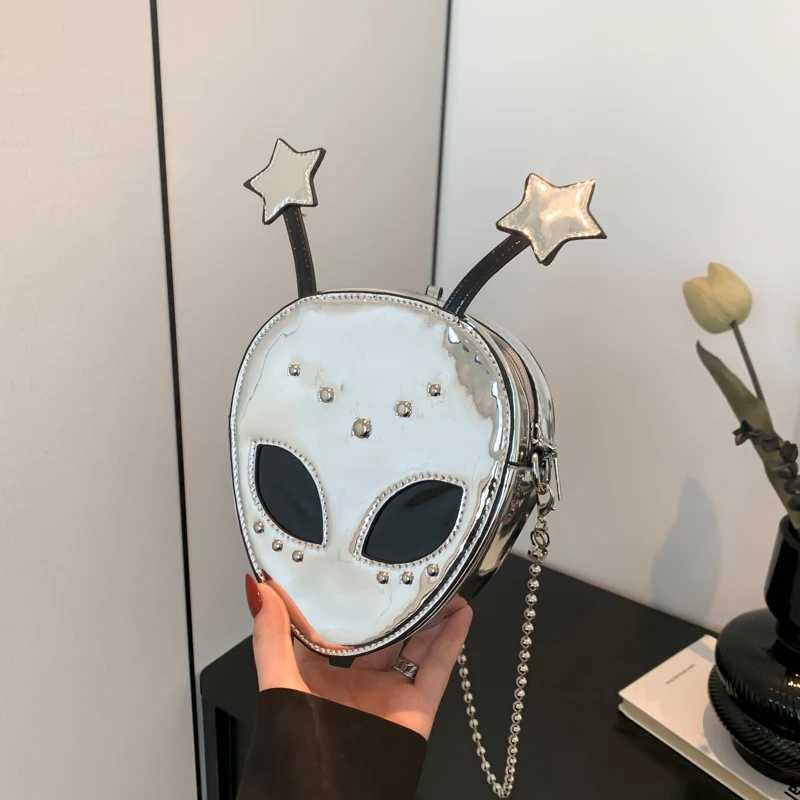 Alien Pattern Shoulder Bag PU Leather Halloween Purse for Women Chain Crossbody Messenger Bag Halloween Female Girls Chic PurseXJ250227