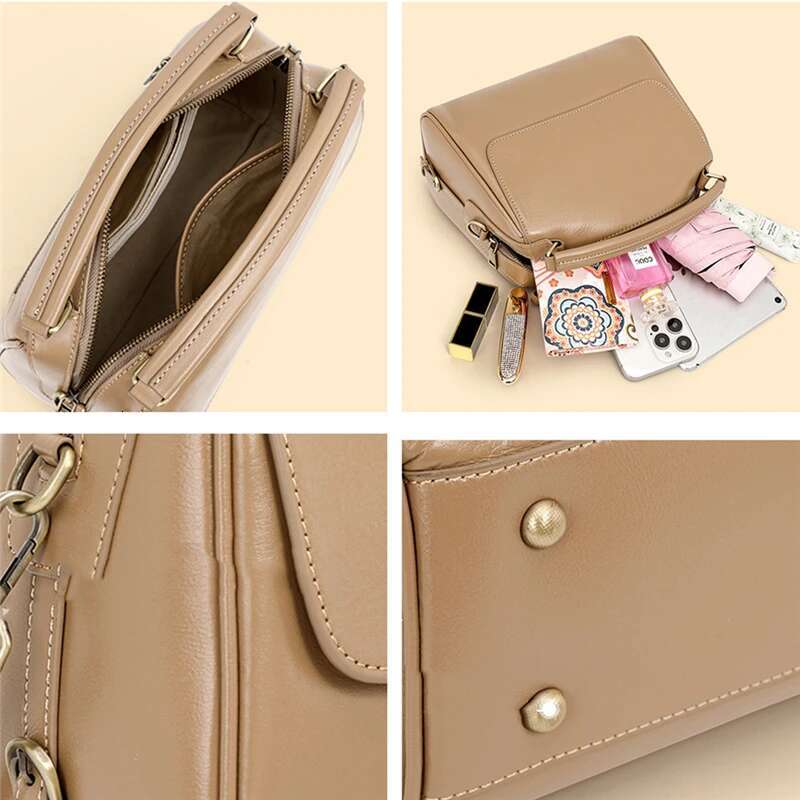 Toptrends 100% Genuine Leather Boston Shoulder Crossbody Bags For Women 2024 Designer Large Capacity Pillow Tote Ladies Handbags