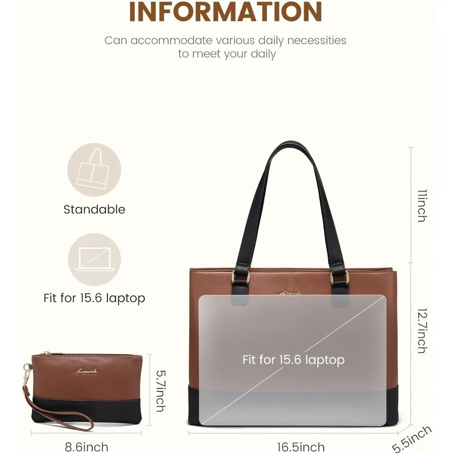 Ship from US LOVEVOOK Laptop Tote Bag for Women 156 Inch Work Leather Purse with Clutch Large Computer Briefcase Office 250227FBB