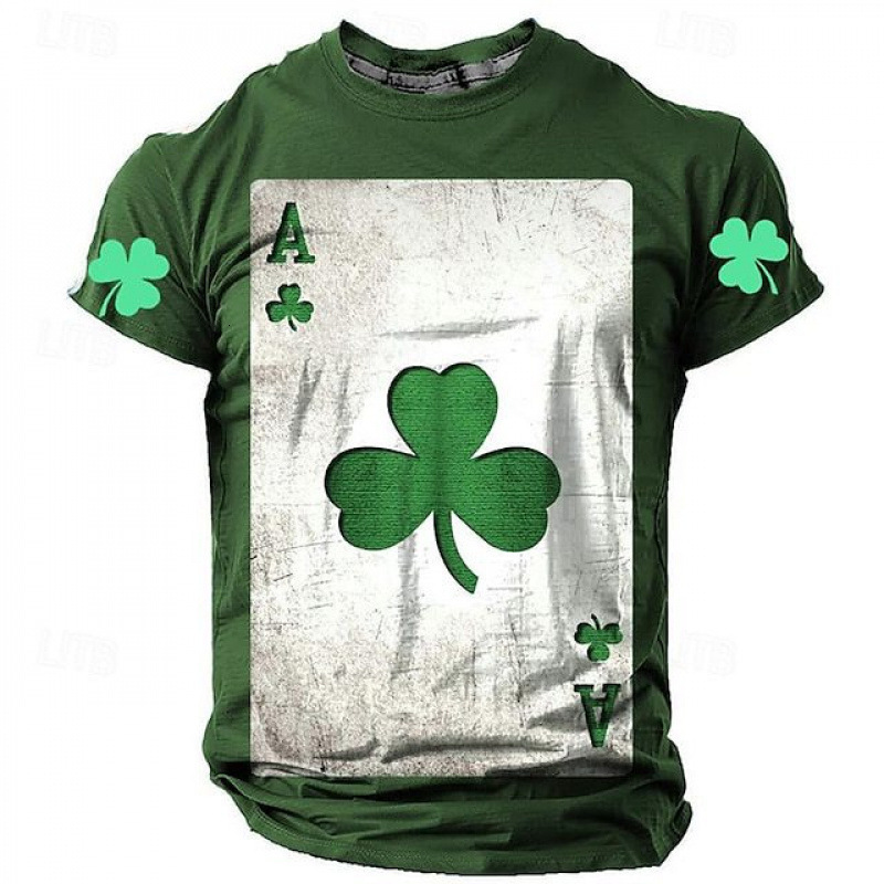 Designer 2025 Spring Round Neck Short Sleeve 3D Poker Digital Printed Loose Men's Casual T-shirt