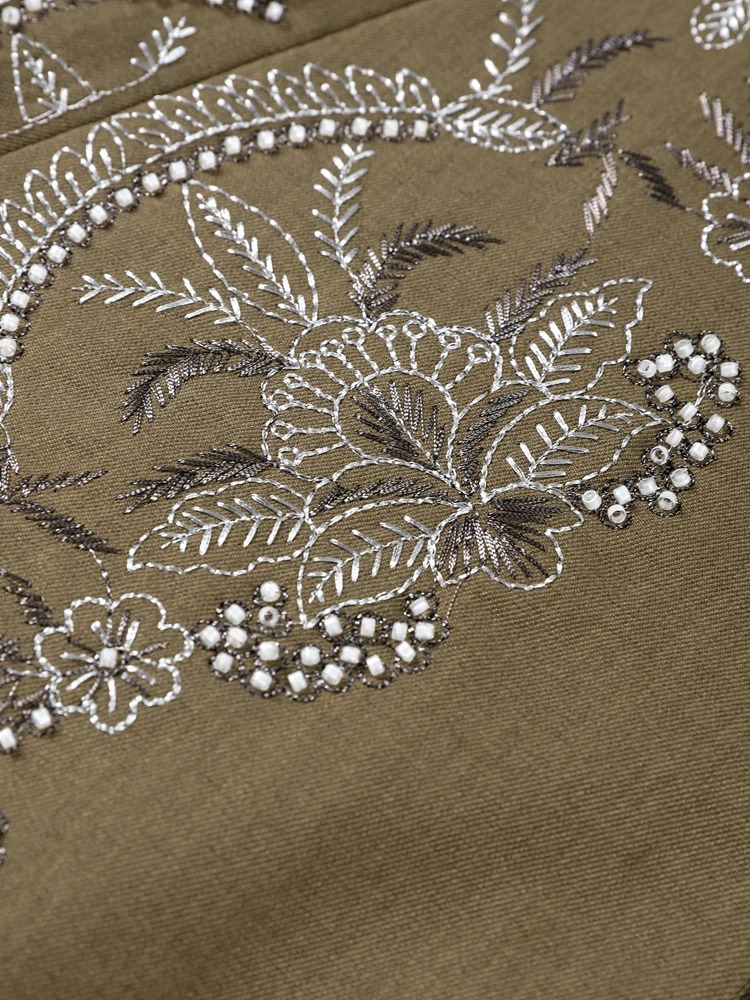 Embroidery Flower Bead Blazer Coat Women Chic Single Breasted Loose Turn-down Collar Jacket Autumn Vintage Outwear 250226