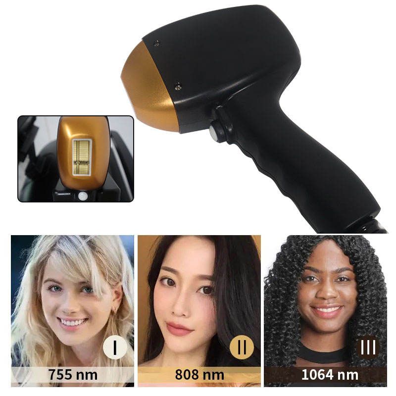 OEM ODM Ice Titanium System Hair Removal Device 808nm Diode Laser 755 808 1064 Permanent Hair Remover Laser Hair Removal Beauty Machine