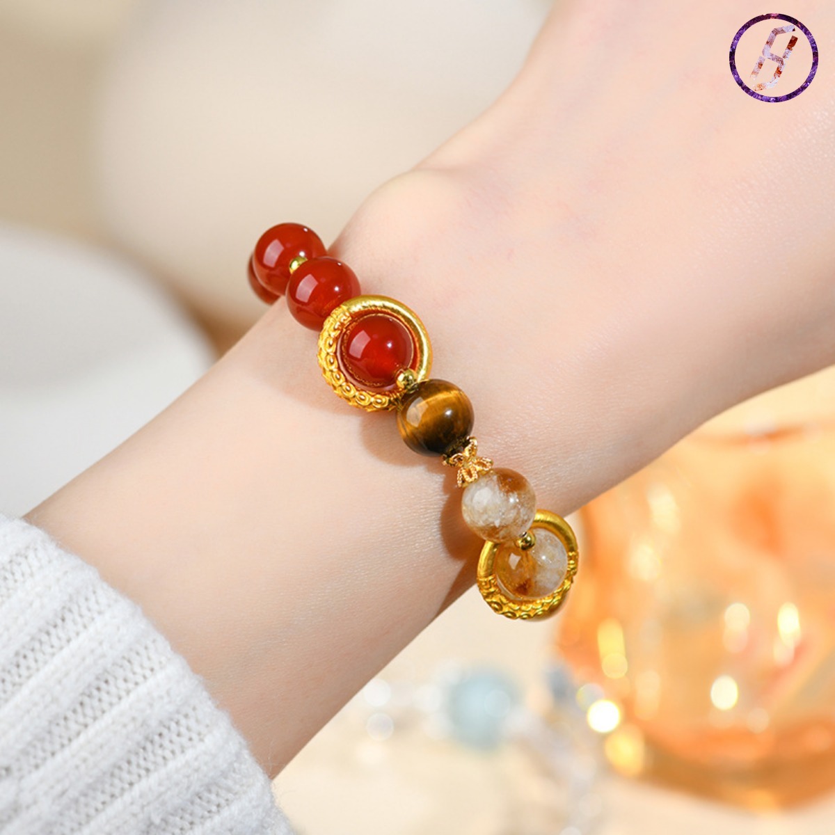 2025 New Network Hit "Nezha 2" Series A Variety of Original Bracelets Natural Crystal Citrine Carnelian Tiger Eyes Fortune Crystal Women