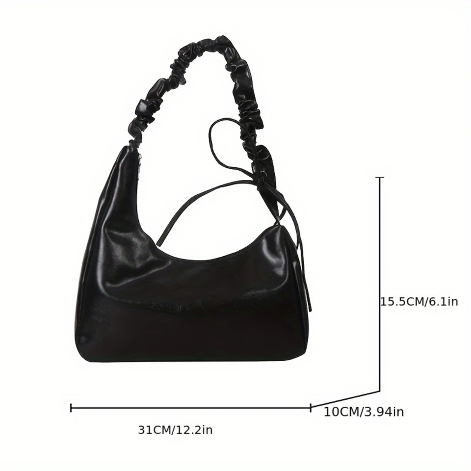 Ship from US Fashion Shoulder Bag Chic Armpit Purse Ruched Strap Detail Versatile Handbag 250227FBB