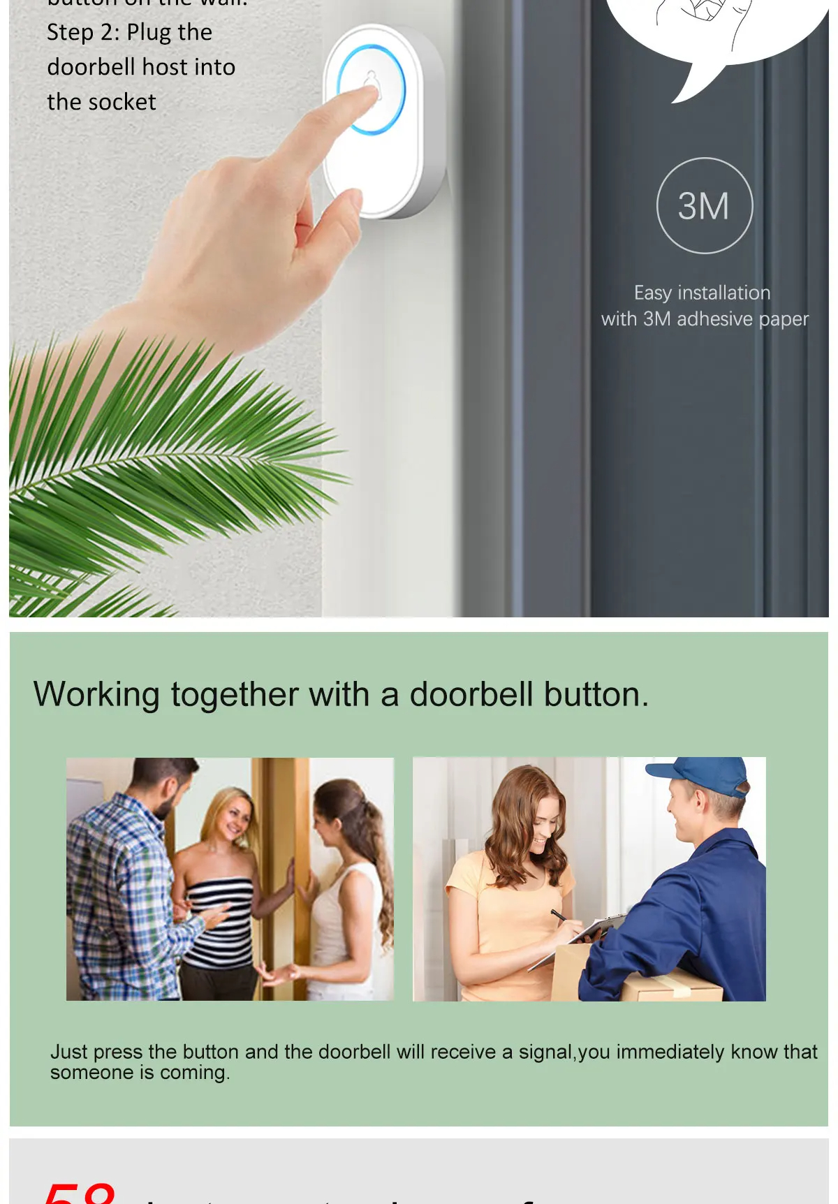 Waterproof Wireless Doorbell Home Welcome Smart Home Door bell 300m Remote Smart Bell Chime EU US Plug Optional