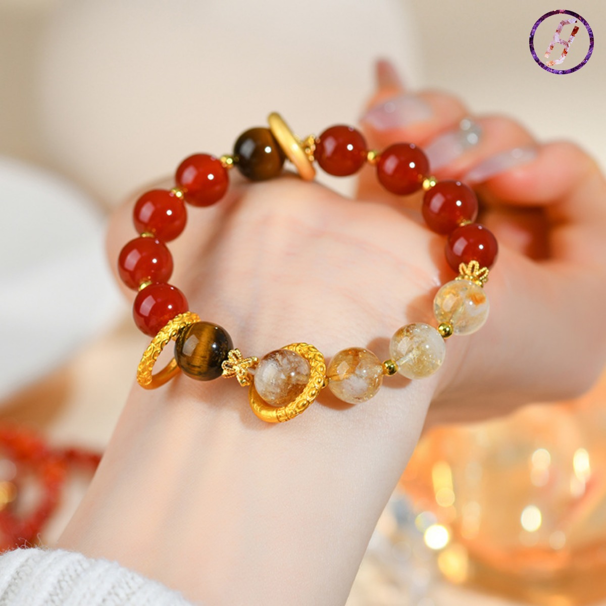 2025 New Network Hit "Nezha 2" Series A Variety of Original Bracelets Natural Crystal Citrine Carnelian Tiger Eyes Fortune Crystal Women