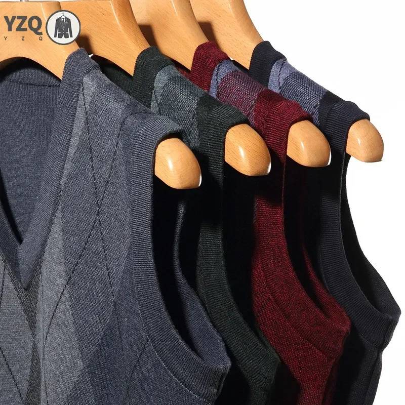 Mens Thickened Casual Sweater Tank Top Autumn and Winter Warm Vest 250225