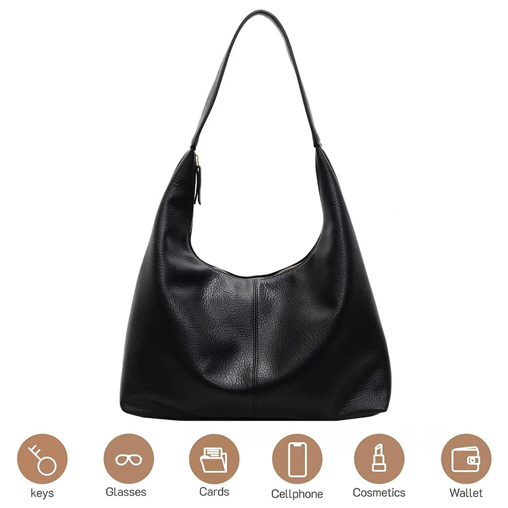 Ship from US Shoulder Bag for Women Zipper Closure Underarm PU Leather Large Capacity Solid Color Handbag Travel Shopping Work 250227FBB