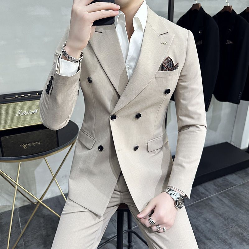 P227Stylish Groom and Best Man Wedding Attire Slim Fit Office Wear Suits