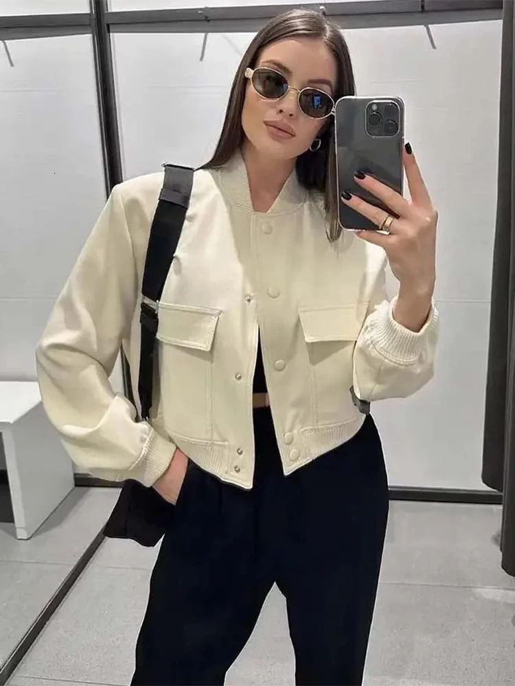 Vintage Single Breasted Shorts Jackets Women Casual Oneck Full Sleeve Pockets Female Coats Spring Autumn Lady Outwears 250227