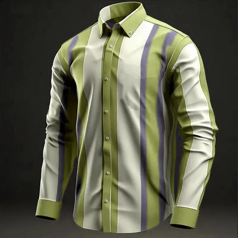 Striped shirt selling mens shirt retro three-dimensional party comfortable soft outdoor street top plus size factory d 250224
