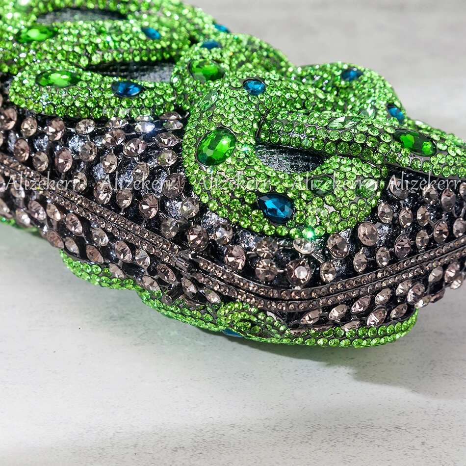 Alizekerr Snake Shaped Rhie Evening Bags Boutique Gorgeous Crystal Metal Clutch Purses And Handbags Wedding Party