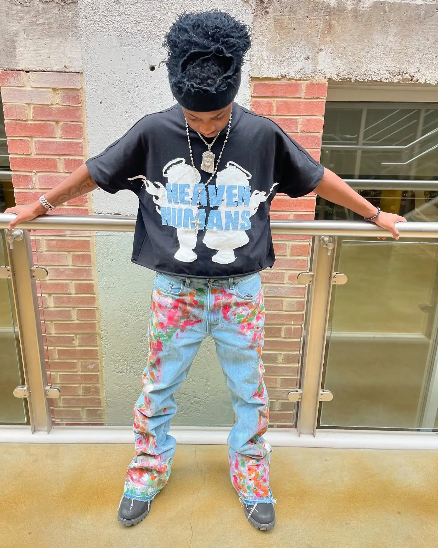 Gothic retro hip-hop Rhinestone embroidered loose T-shirt Y2k oversized letter splicing cotton short sleeved mens clothing 250225