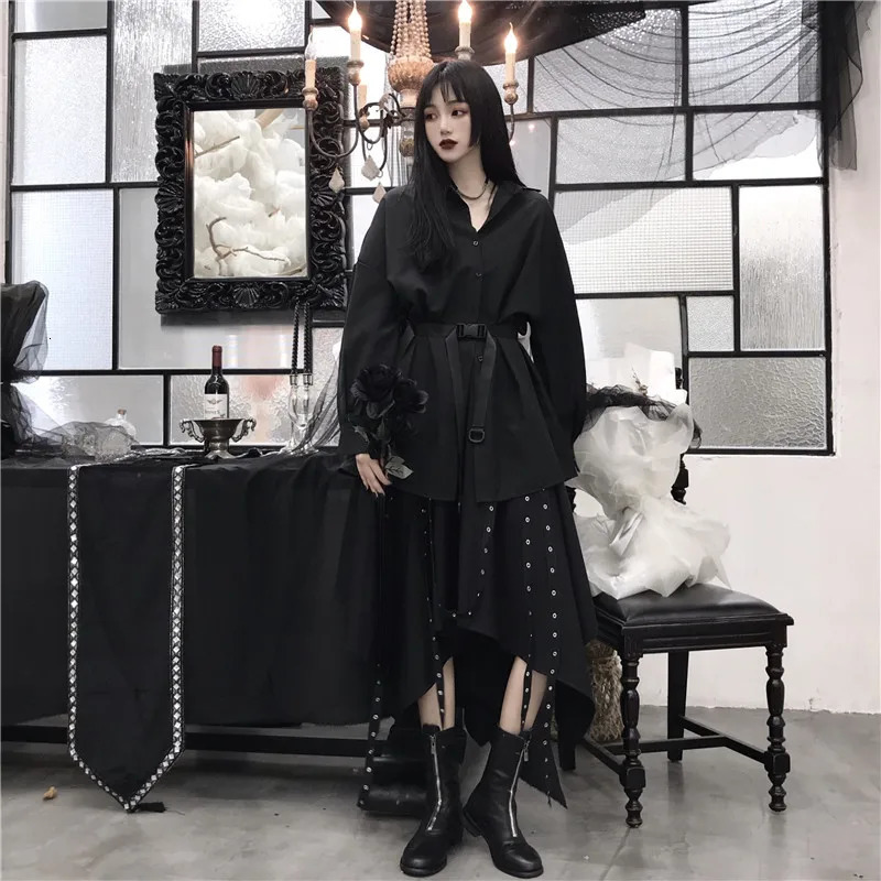 Y2k Skirt Cosplay Punk Womens Steampunk Gothic Vintage Victorian Gypsy Hippie Party Harajuku Black Skirt 250224