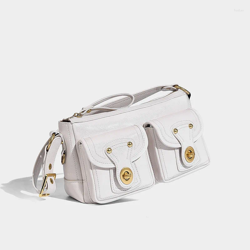 2025 - Totes Double Pocket Simple Retro Design Underarm Bag High-value Versatile Attendance One-shoulder Oblique Cross Postman - Highvalue Oneshoulder