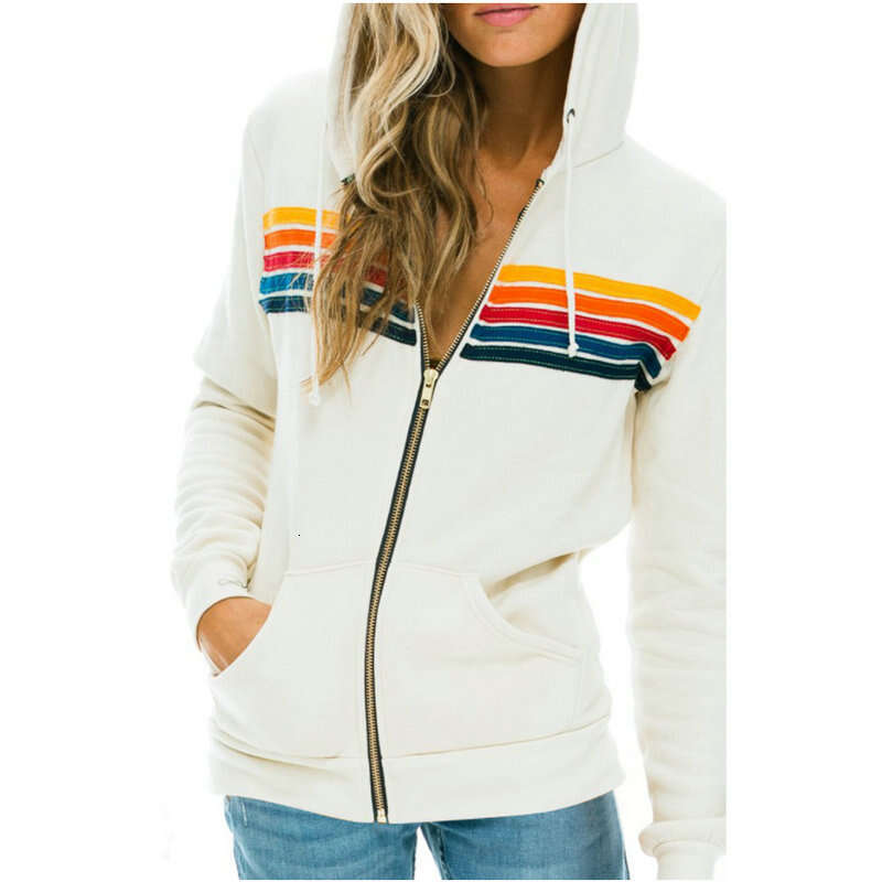 2021 new women's casual rainbow long sleeved hoodie