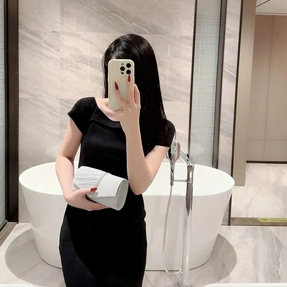 Fashionable womens y sequin clutch evening bag flash banquet handbag chain shoulder dinner wedding party 250226