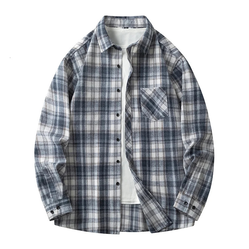 Flannel Mens Checkered Shirts Long Sleeve Soft Plaid Shirt for Men Leisure Classical Vintage Comfortable Man Clothing 250226