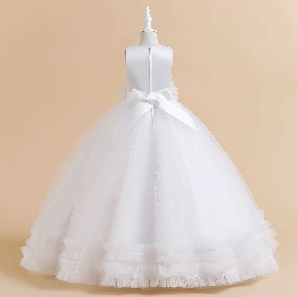 Girl's Dresses Girls Flower Elegant Princess Party Dresses Teenage Green Christmas Tulle Children Clothing Kids Wedding Evening Formal Dresses Y2