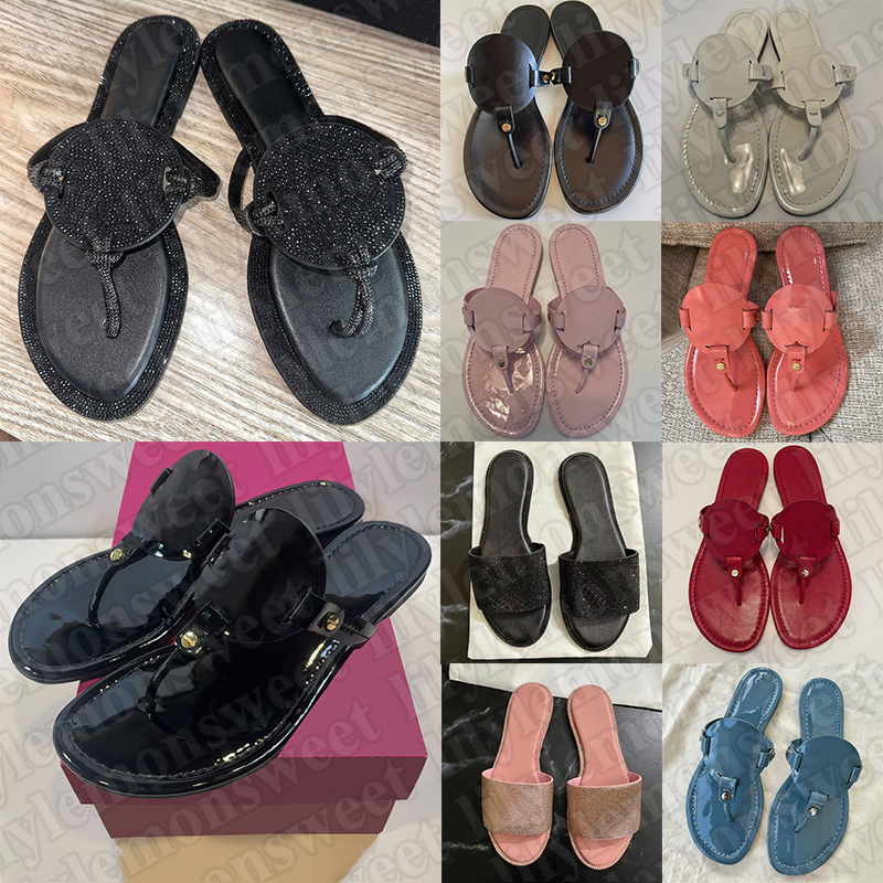 free shipping designer sandals diamond sparkling womens slides summer flat sandals slippers with box comfortable beach wedding shoes rhinestone size 35-45